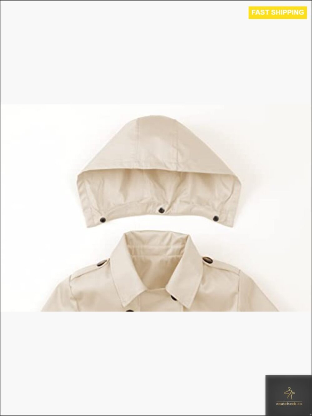 Double Breasted Long Trench Coat Mid-Length Belted Overcoat with Detachable Hood - Picture 5 of 7